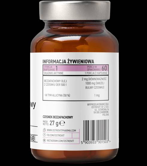 Česen brez vonja 1000 mg 60 gel kapsul