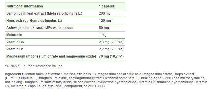Forsen Forte + Melatonin 1 mg - 30 capsules - Nutra Best Europe