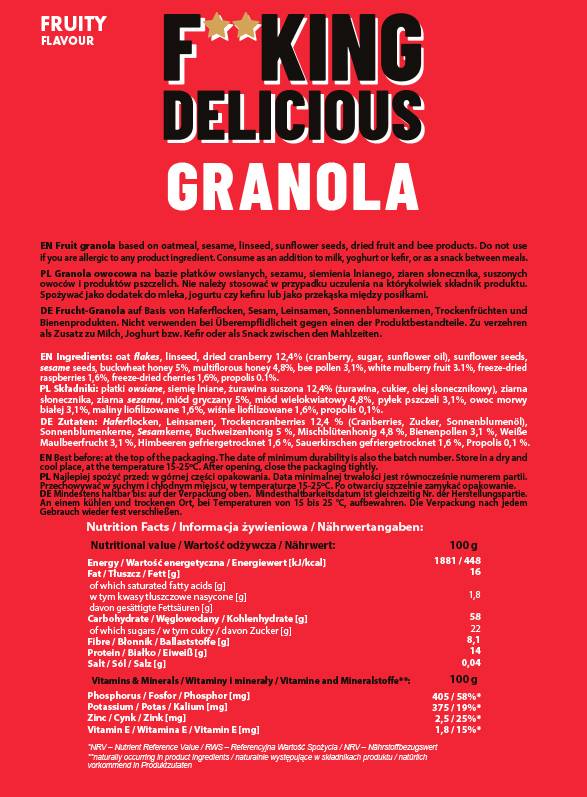 F ** King Delicious Granola | Sadno - 300 gramov