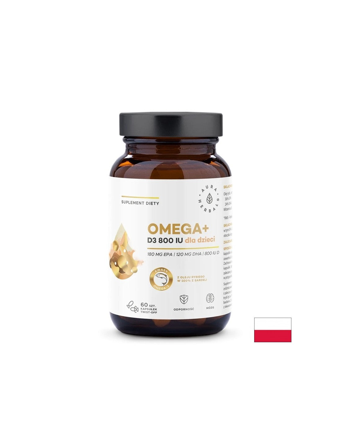 Nega možganov in kosti - omega -3 500 mg + vitamin D3 800 iu, 60 kapsul