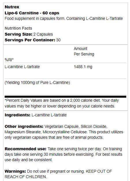 Lipo 6 / L -karnitin - 60 kapsul