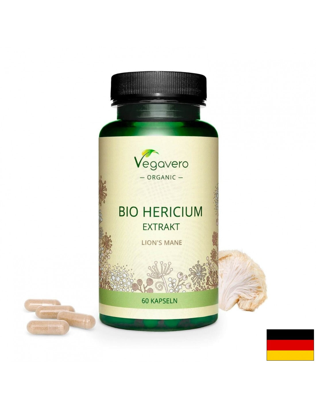 Hericium Bio Extrakt/ Hericium (levja griva) BIO izvleček, 60 kapsul, 100% veganski <tc>Vegavero</tc>