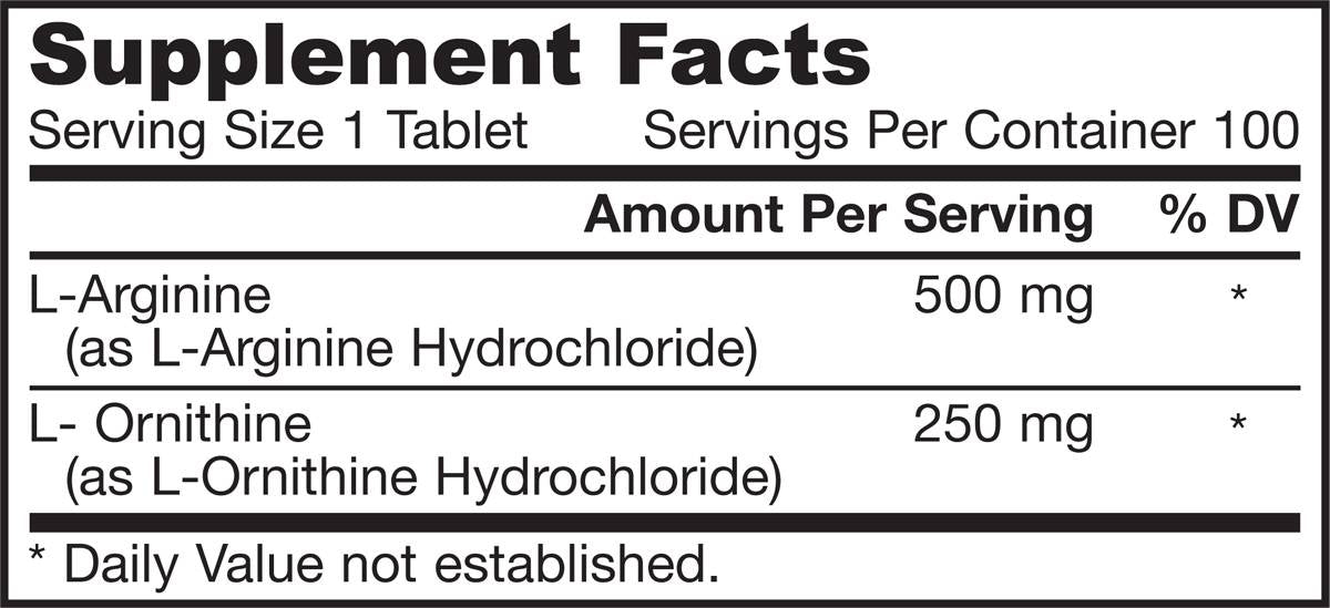 Arginin + ornitin 750 mg 100 tablet