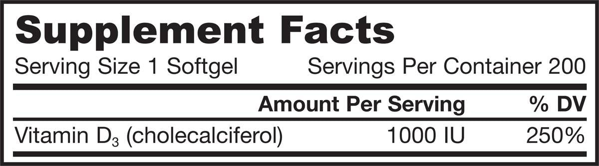 Vitamin D3 1000 iu - 200 gel kapsul