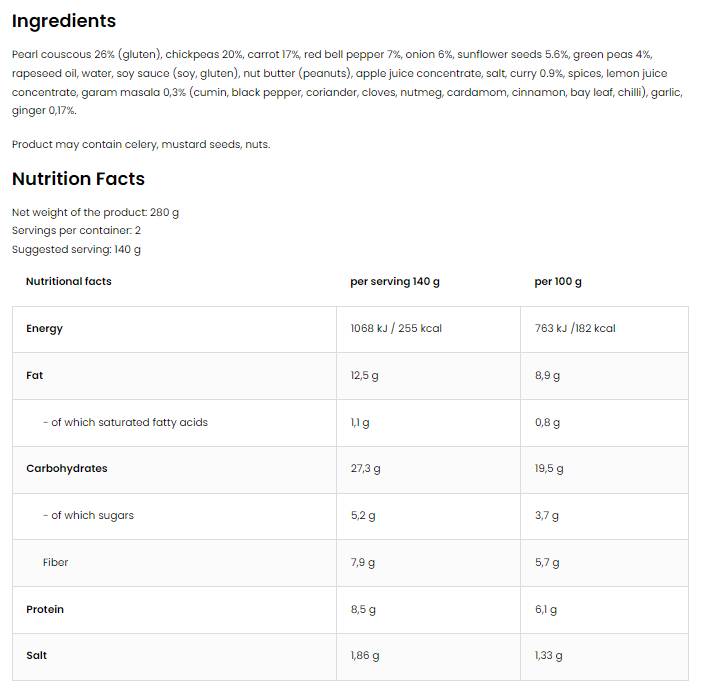 Zelenjava z bisernim kuskusom in čičeriko | Pripravljen za jesti 280 gramov