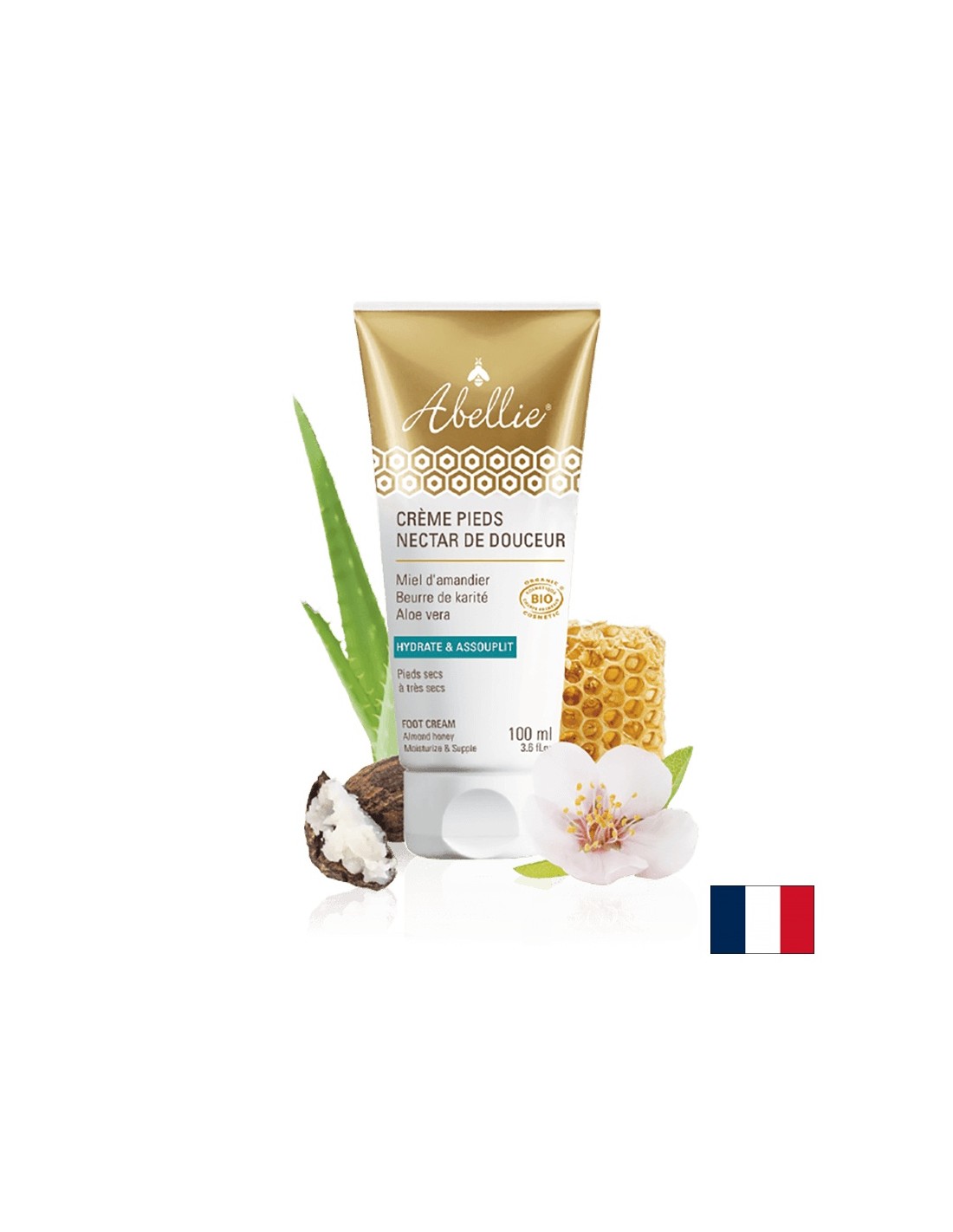 Vlažilna stopala in krema za pete z mandljevim drevesom, karitejevo maslo, aloe vera, 100 ml