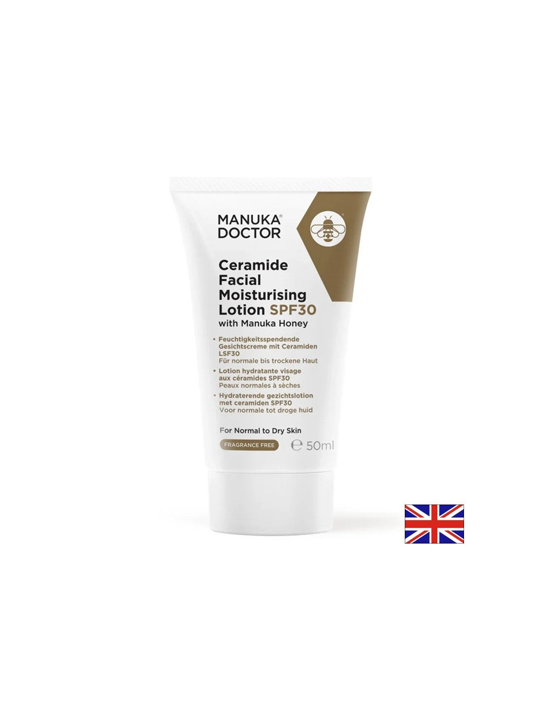 Vlažilni losjon za obraz s ceramidi in med Manuka, SPF30, 50 ml