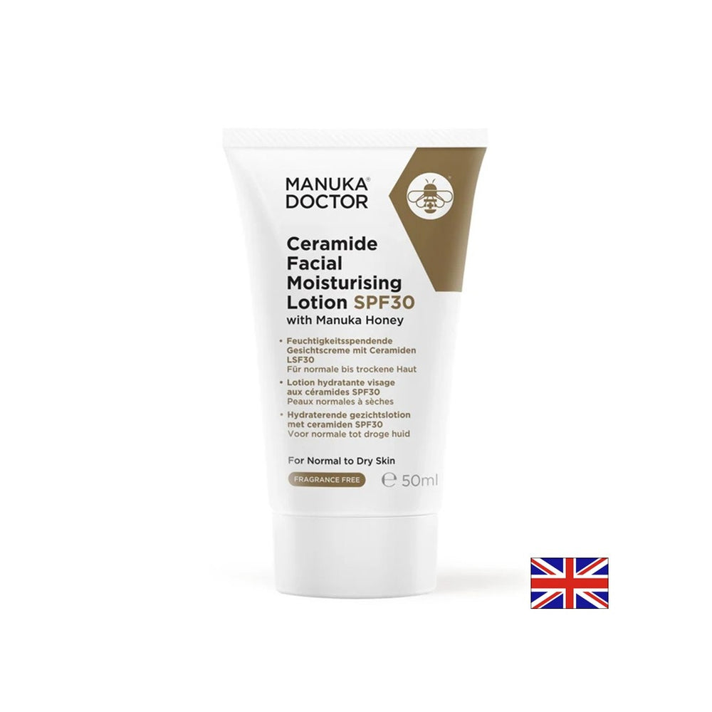 Vlažilni losjon za obraz s ceramidi in med Manuka, SPF30, 50 ml
