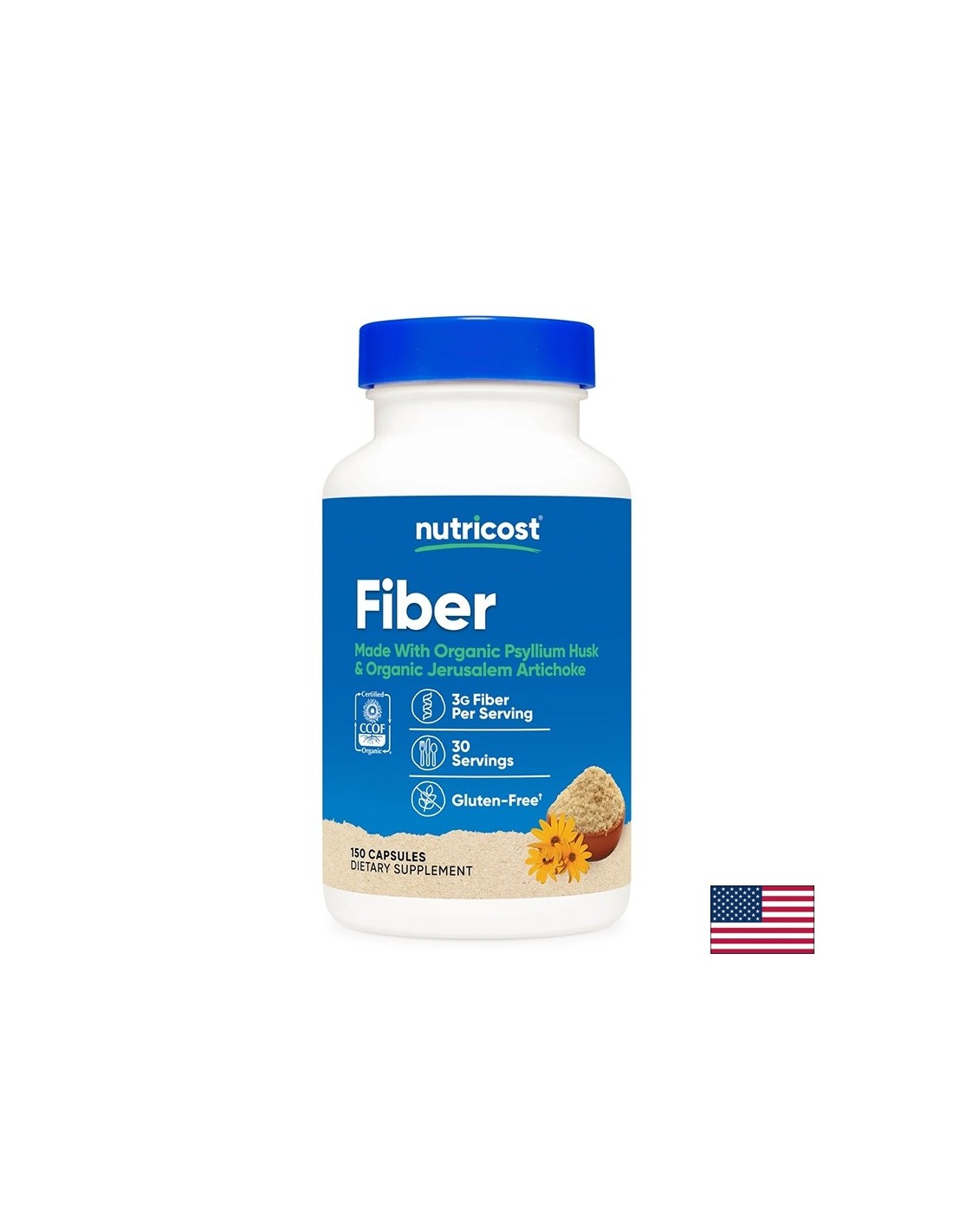 Husk + Jeruzalem artičoka (zemeljsko jabolko) - črevesno udobje in vlakna za dobro prebavo, 150 kapsul