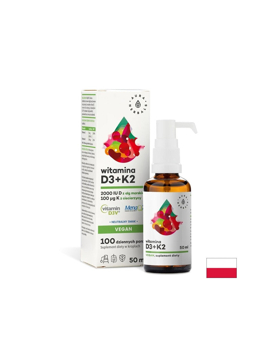 Kosti in sklepi - vitamin D3 + K2 (veganska formula), 50 ml kapljic