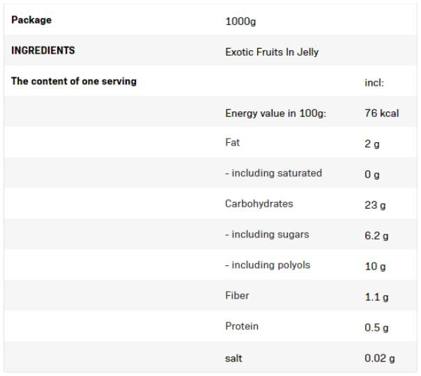 Frulove v želeju | Eksotično sadje 1000 gramov