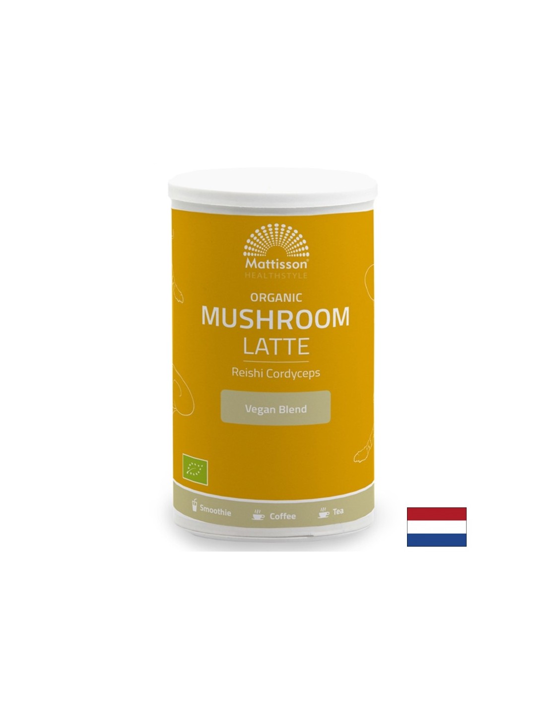 Latte z reishi in cordyceps bio (aromatiziran s kakavom in cimetom), 160 g