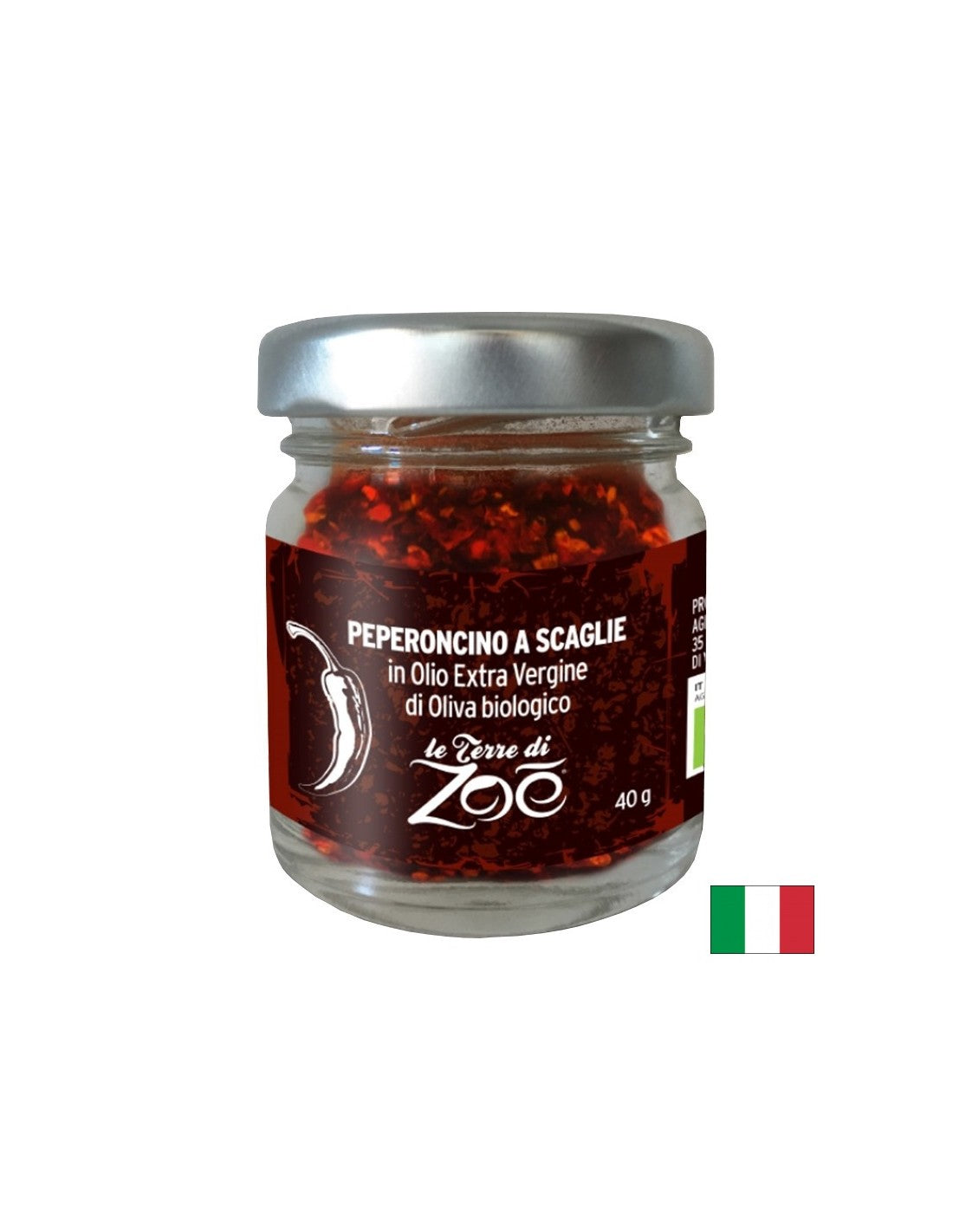 Čili papriki kosmiči v olivnem olju (ekstra devica), organski, 40 g