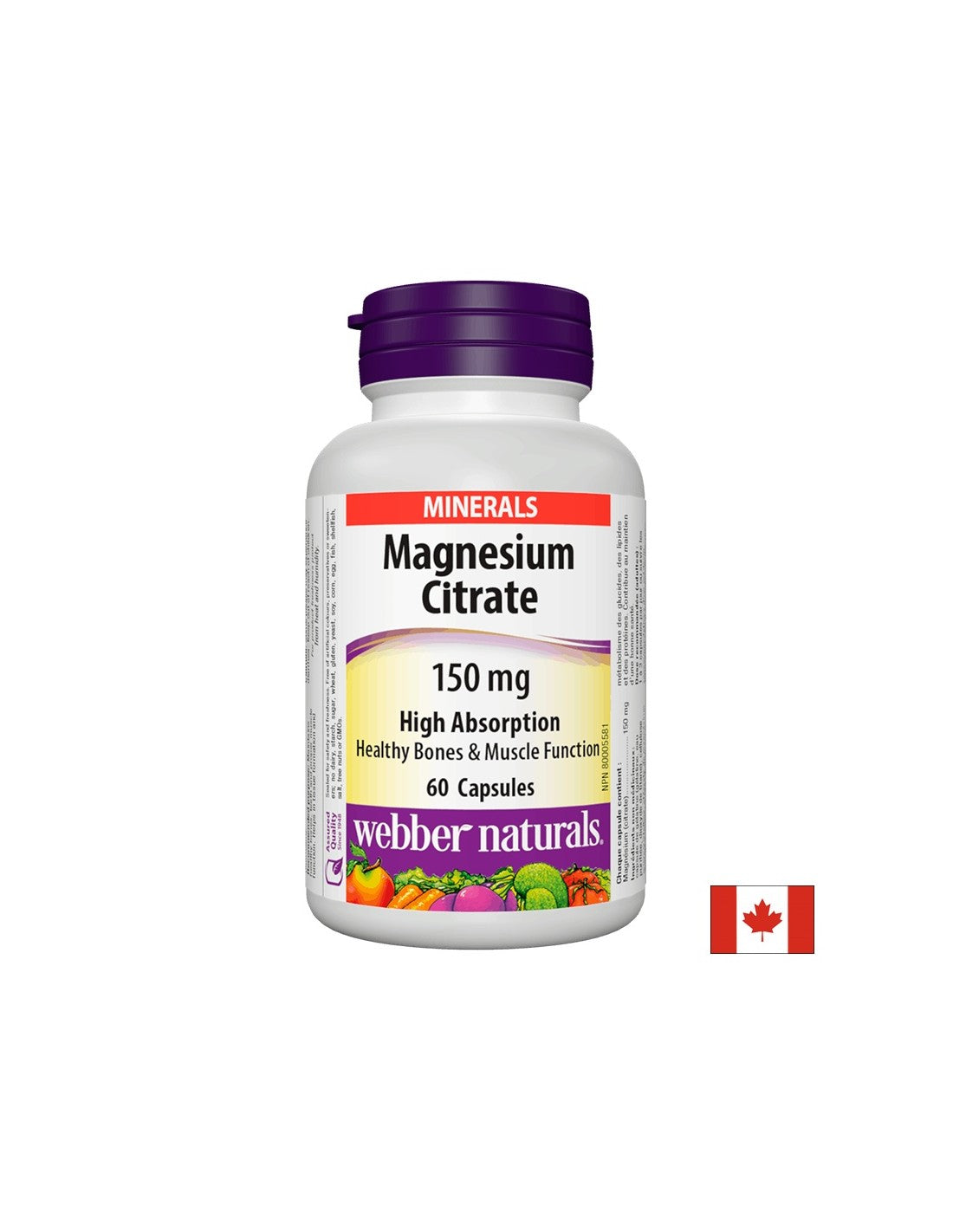 Magnezijev citrat / Z visoko absorpcijo / 150 mg, 60 kapsul <tc>Webber Naturals</tc>