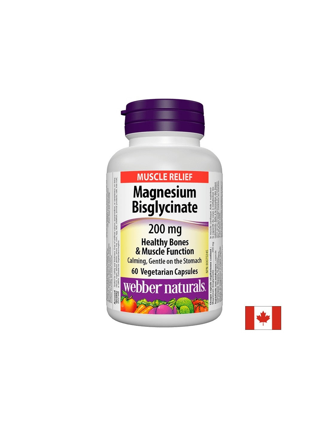 Magnesium Bisglycinate/ Magnezij (bisglicinat) 200 mg x 60 kapsul <tc>Webber Naturals</tc>
