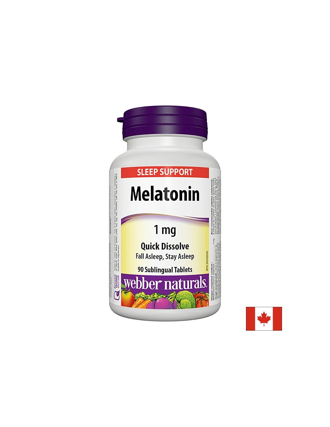 Za nespečnost - Melatonin 1 mg, 90 podjezičnih tablet <tc>Webber Naturals</tc>