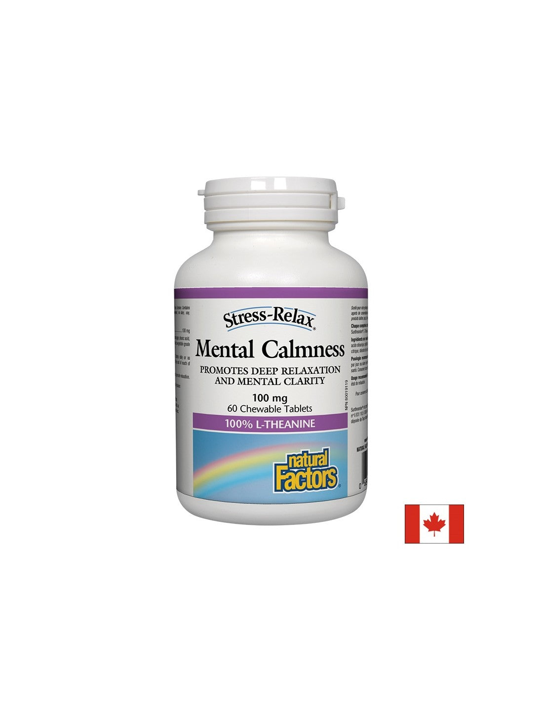 Mental Calmness/ L-Theanine 100 mg x 60 chewable tablets Natural Factors - Nutra Best Europe