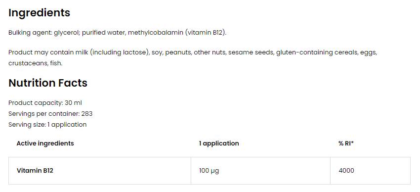 Vitamin B12 metilkobalamin 100 mcg razpršilo 30 ml