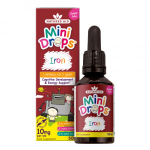 Železo + vitamin C + vitamin B12 + kapljice folne kisline za otroke (mini kapljice železo) 50ml Natursaid