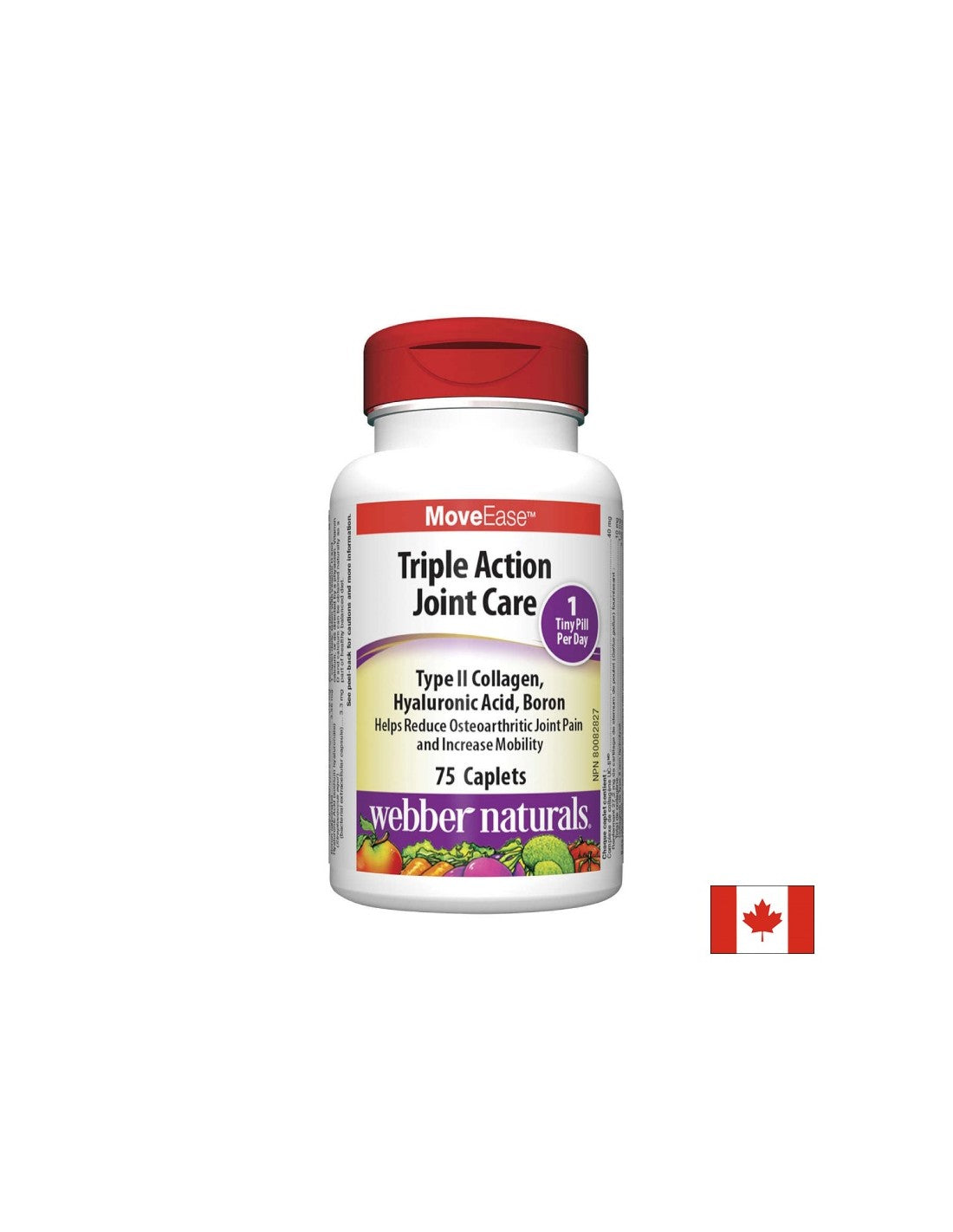 Movease ™ Triple Action Skupna nega - trojna nega sklepa s kolagenom, borom in hialuronsko kislino, 75 Capletov