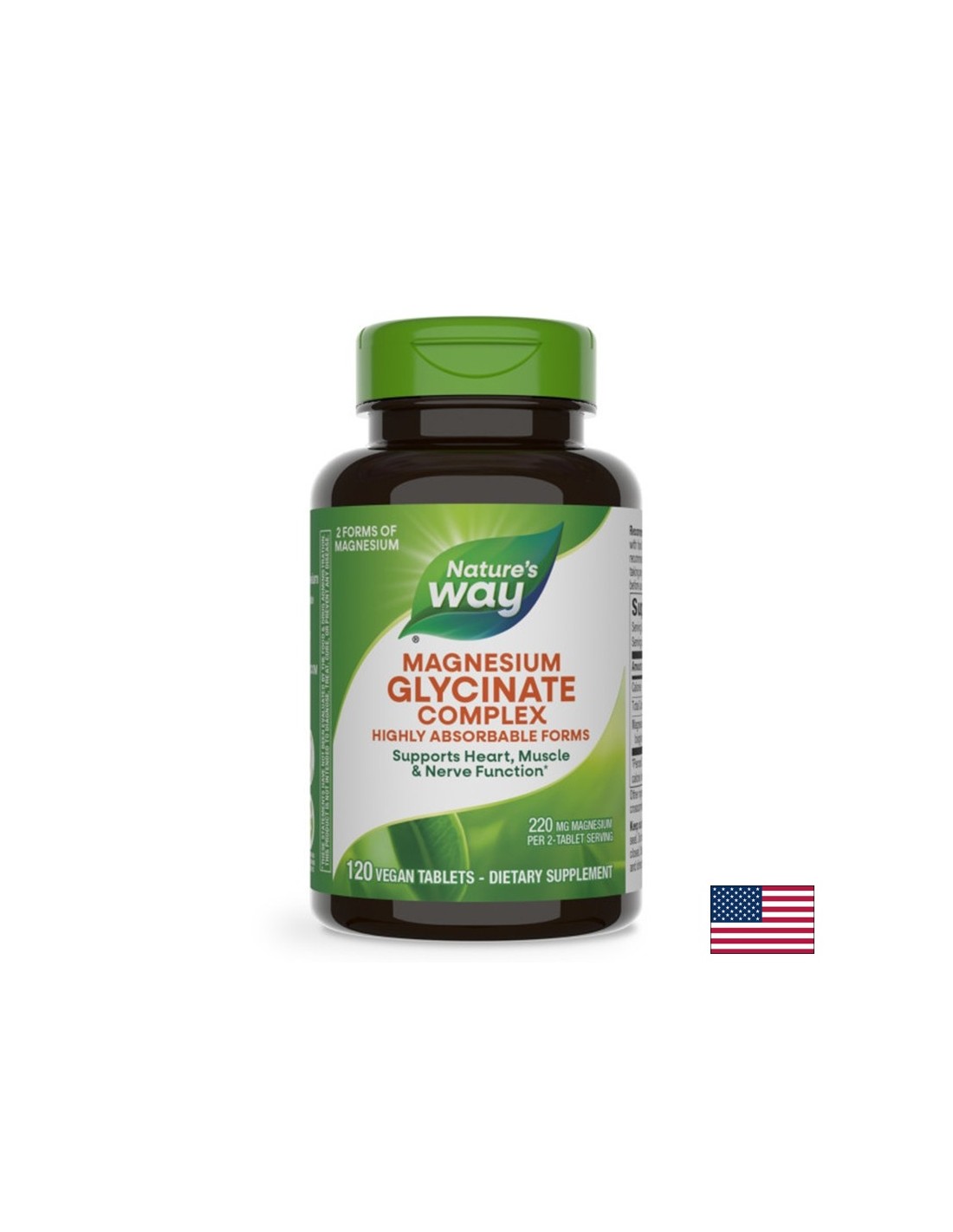 Funkcija mišic, srce in nevrološko zdravje - magnezij (bisglicinat, malate), 110 mg x 120 V -tablet