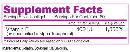 Naravni vitamin E 400 iu - 60 gel kapsul