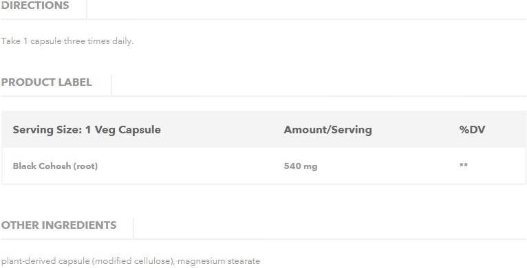 Črni kohoš koren 540mg - 100 kapsul