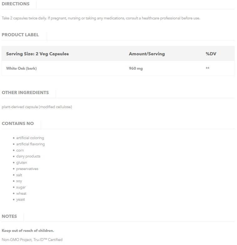 Beli hrast 480 mg - 100 kapsul