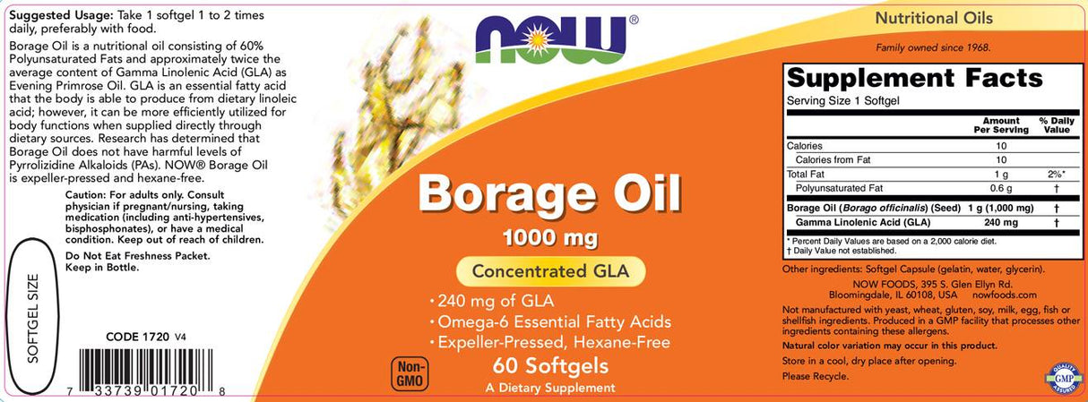 Borage olje 1000 mg - 60 gel kapsul