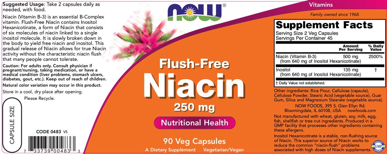 Niacin brez izplaka 250 mg - 90 kapsul