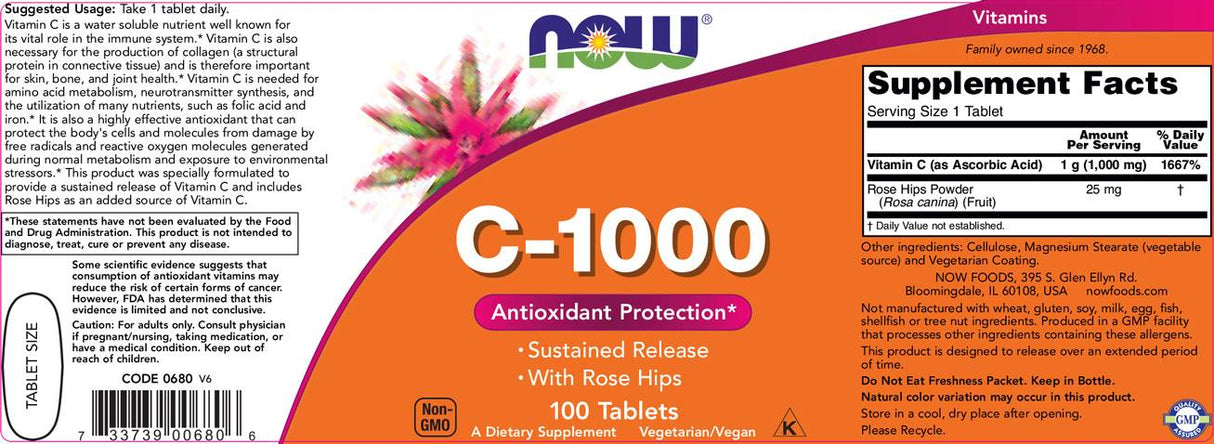 Vitamin C -1000 z vrtnimi boki / trajno sproščanje - 100 tablet