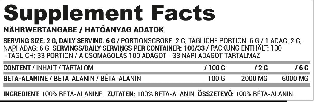 Beta alanin prah | 100% čista - 200 gramov