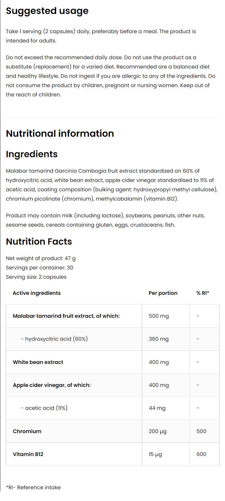 Nadzor apetita 60 kapsul