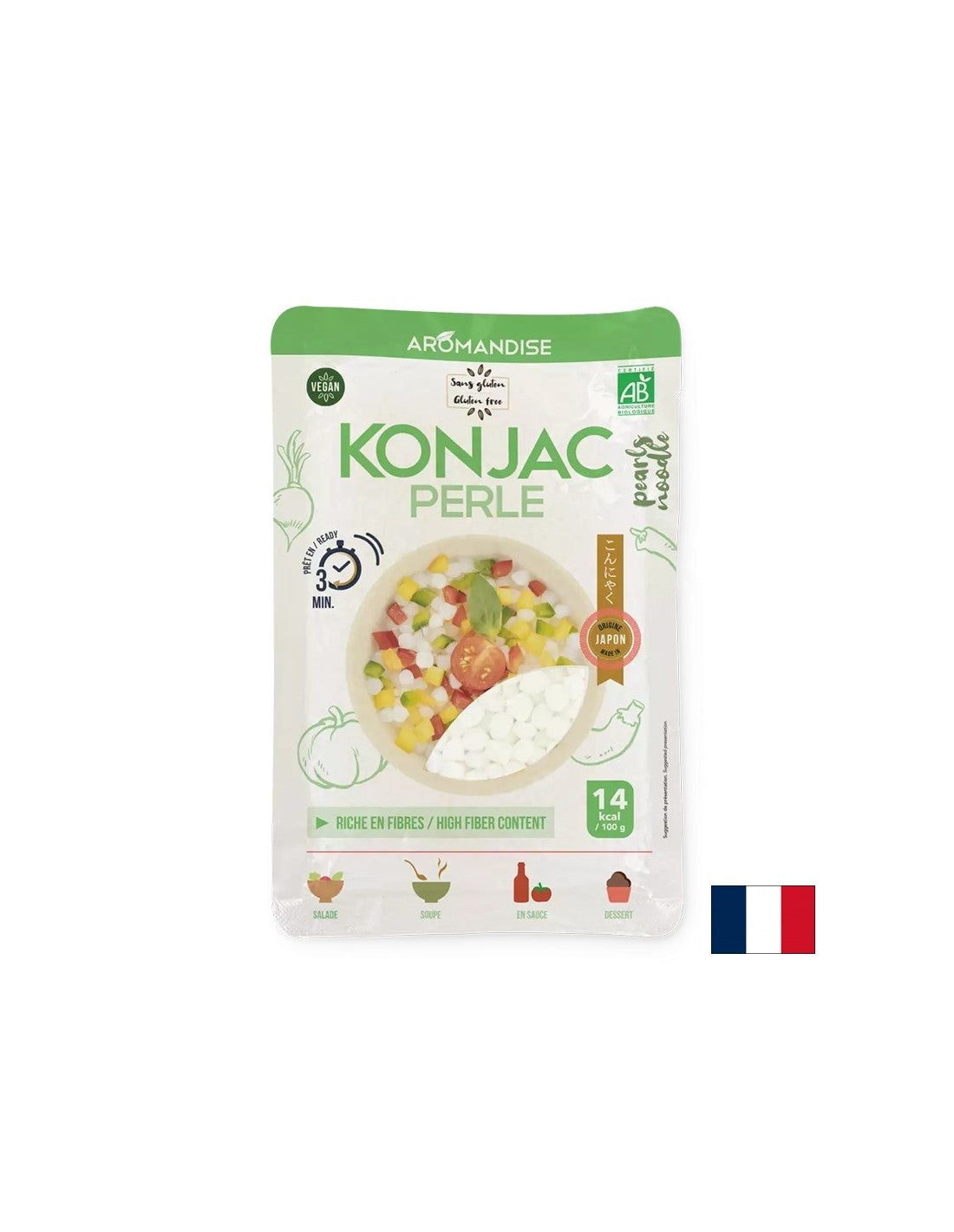Prehranski biseri brez glutena - 3 minute kuhanja - iz Konjac moke in riževe moke, 150 g