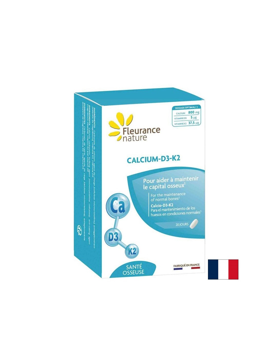 Podpira kosti in zob - kalcij + vitamin D3, K2, 60 tablet