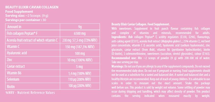 Lepotni eliksir / kaviar kolagen - prah - 270 gramov