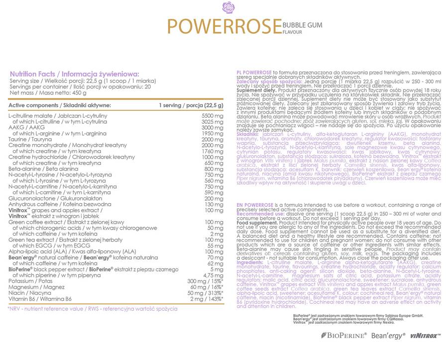 Alldeynn | Powerrose pred vadbo - 450 gramov