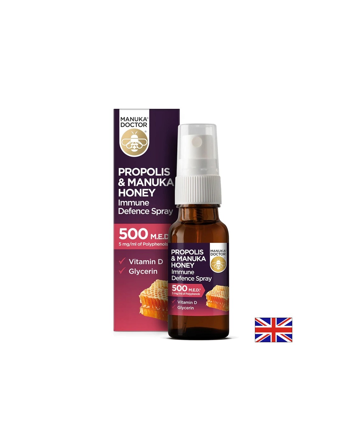 Propolis & Manuka med imunsko obrambno obrambno razpršilo / ustno razpršilo za imunsko obrambo s propolisom in Manuka Honey 500 Med, 20 ml