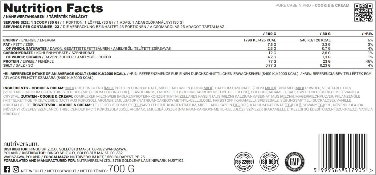 Casein pro Pure - 500 gramov