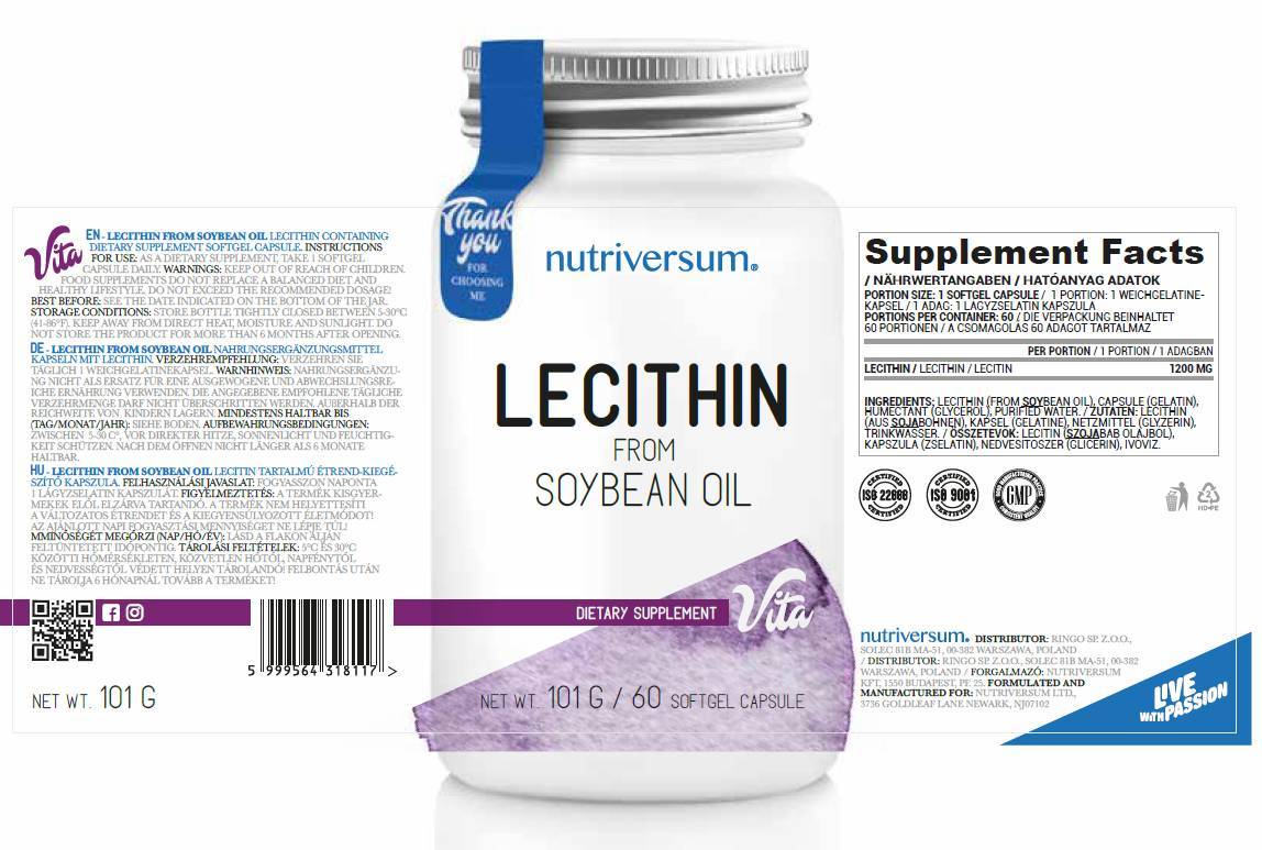 Lecitin 1200 mg | Iz sojinega olja - 30 softgelov