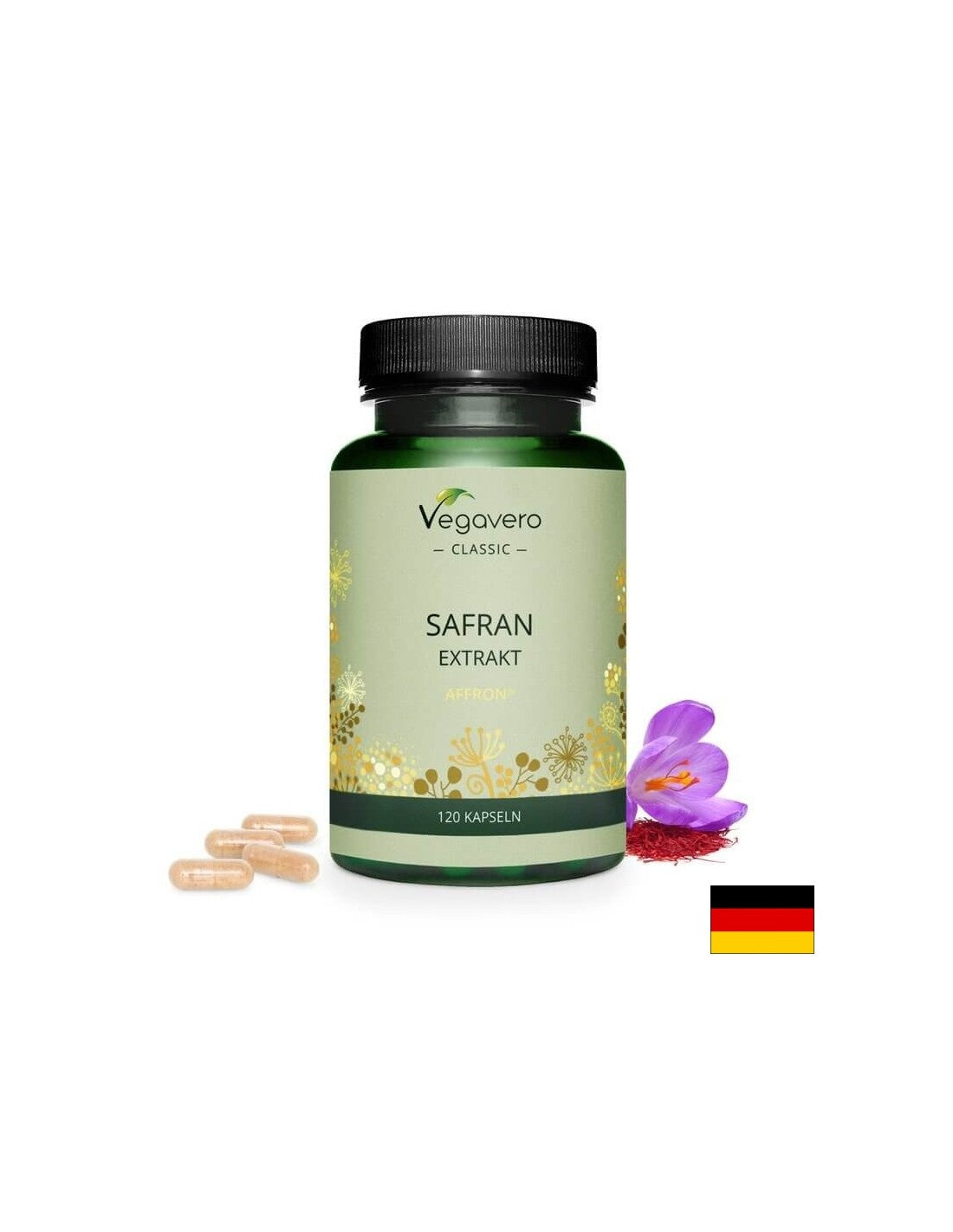 Safran Extrakt/ Izvleček žafrana, 120 kapsul, 100% vegansko <tc>Vegavero</tc>