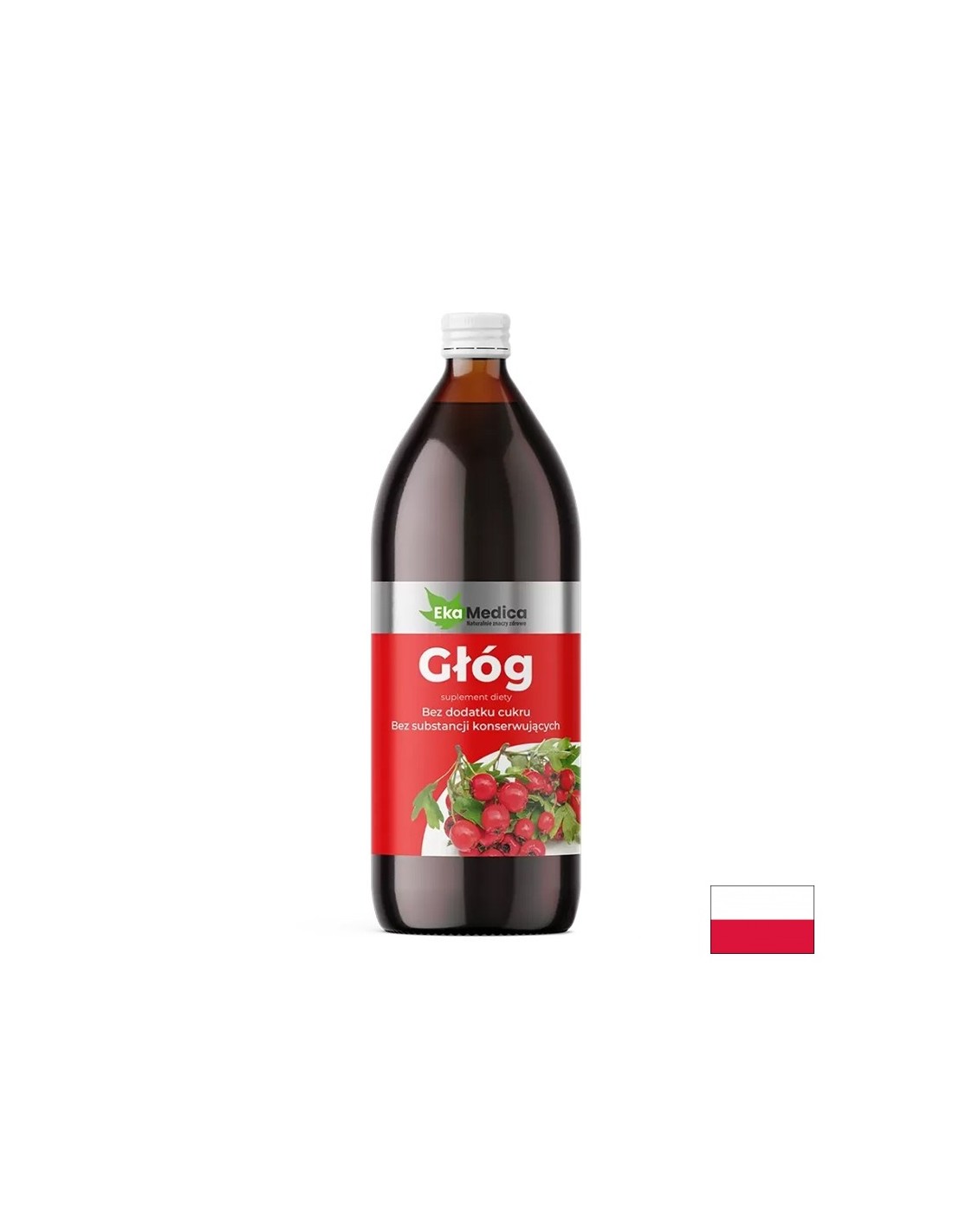 Hawthorn sok s Camu Camu in naravnim vitaminom C - srce in živčni sistem, 1 liter, 20 ali 40 odmerkov