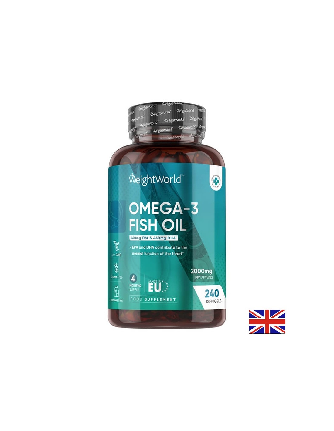 Kardiovaskularni sistem, vid in možganska funkcija - omega -3 ribje olje 660 mg EPA 440/ mg DHA, 240 kapsul softgela - omega 3