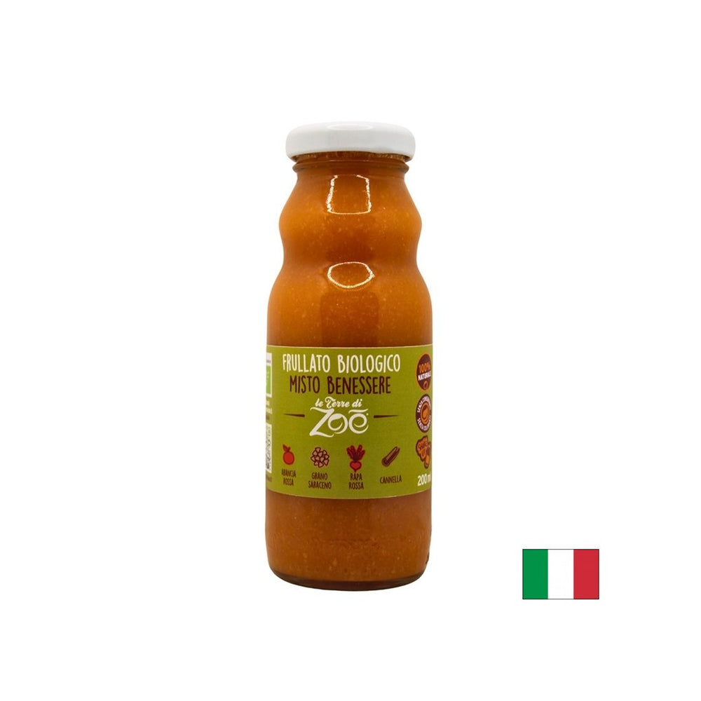 Organski smoothie s krvnim pomarančnim sokom, peso, ajdo, cimet, 200 ml