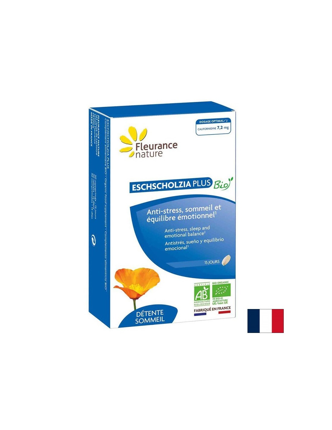 Stress and insomnia - Esholtsia Plus, 30 tablets Fleurance Nature - Nutra Best Europe