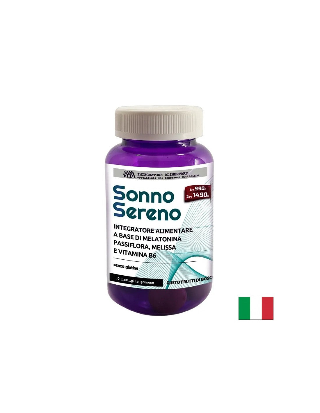 Melatonin + passionflower, limonin balzam in vitamin B6 - Za stres, nespečnost, tesnobo, 30