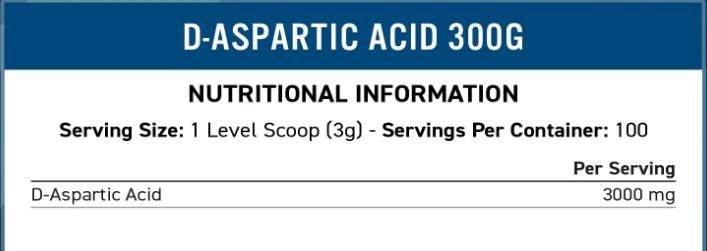 D -aspartinska kislina v prahu 3000 mg - 300 gramov