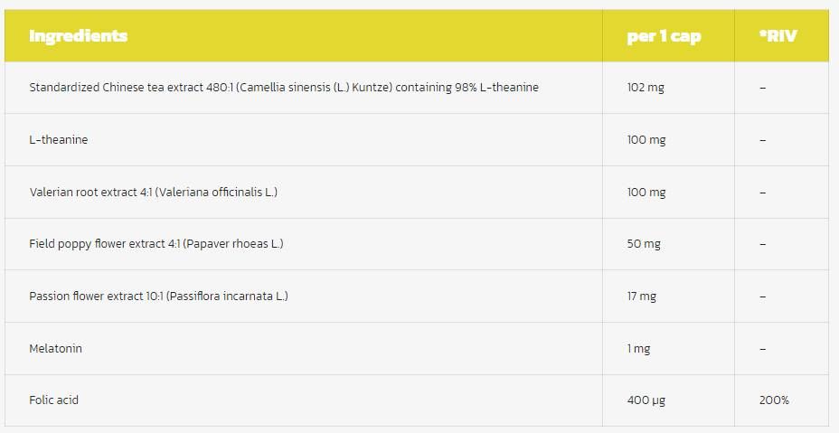 Apatilna noč | z l -teaninom, valerijanskim in pasivnim cvetjem - 30 kapsul