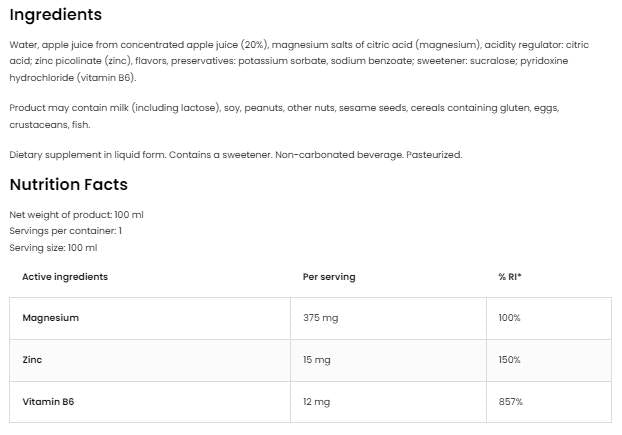 Magnezij + Zn + b6 strel - 100 ml
