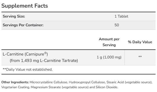 L-karnitin 1000 mg | Carnipure® - 100 tablet